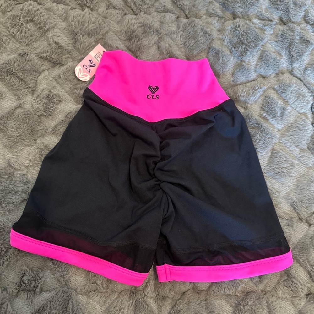 NWT CLS NC Shape Power Tulle scrunch Shorts Pink Glo 4.5”
